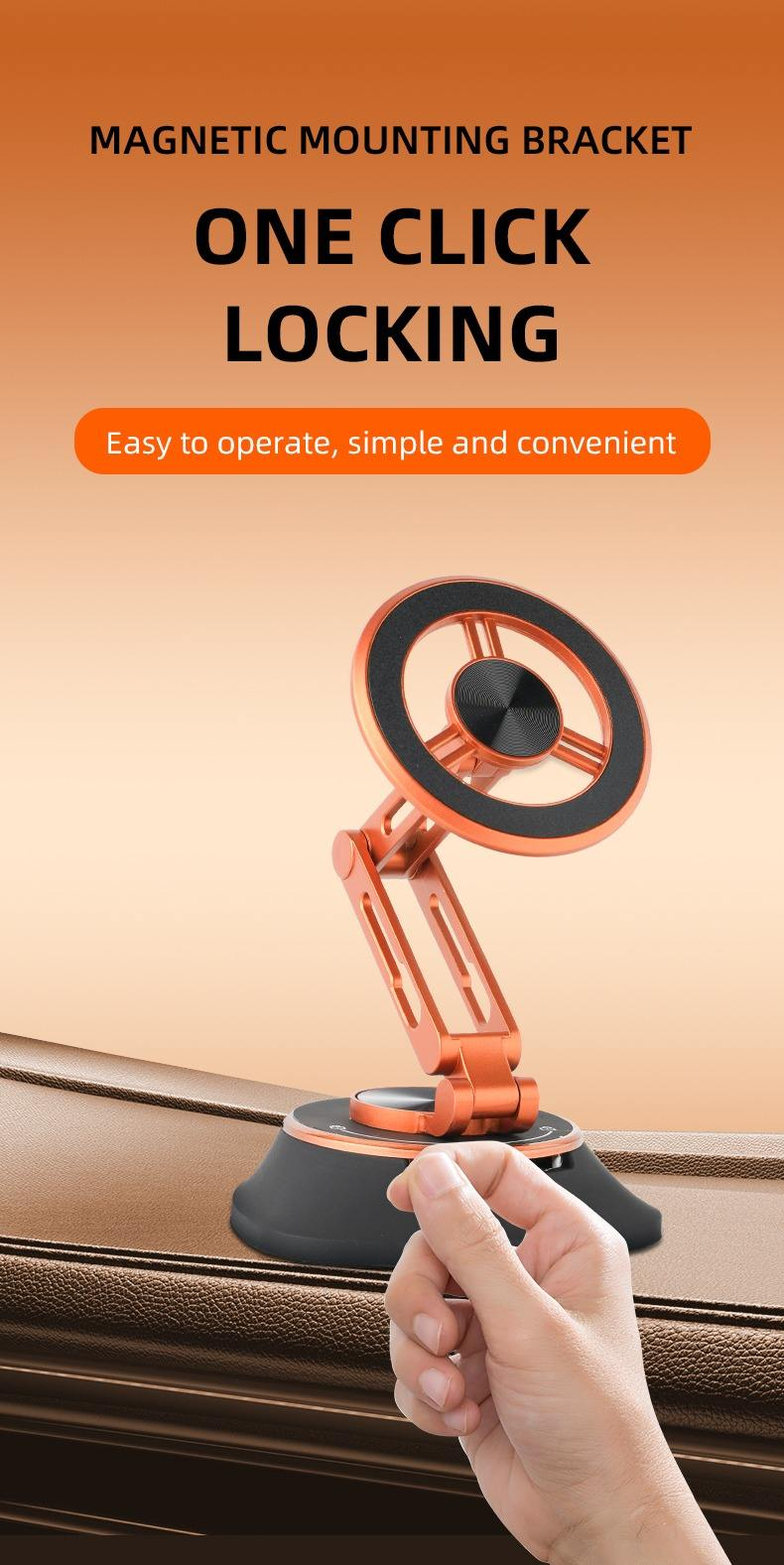 Magneettinen auton puhelinteline ZF161 – oranssi väri
