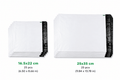 Postituspussi 2 kokoa Lähetyspussit 16,5 × 22 cm & 25 × 35 cm (25 kpl + 25 kpl) – Valkoiset itseliimautuvat postituspussit image 0