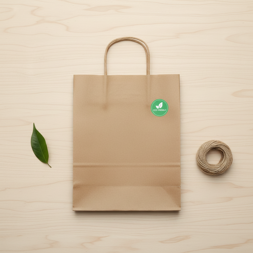 Ruskeat paperikassit Flat lay