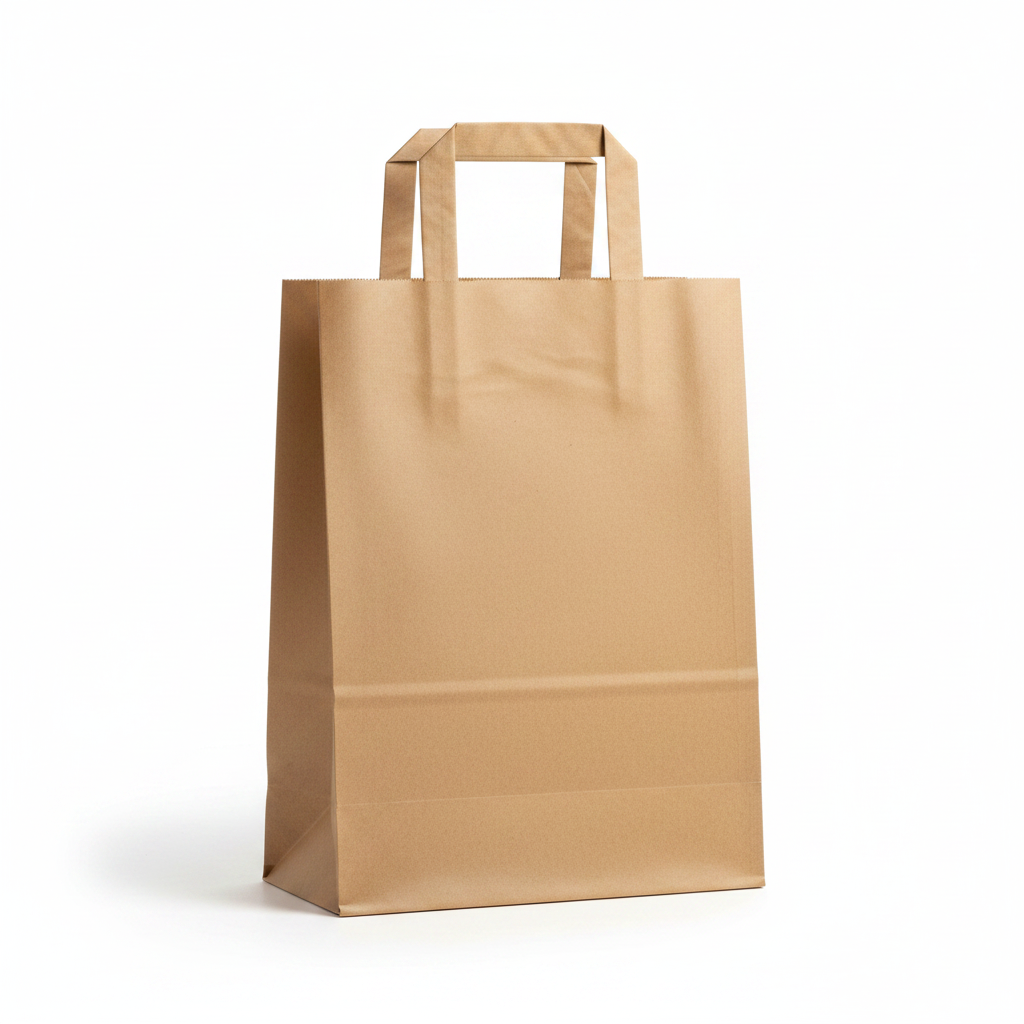 Ruskeat paperikassit irtonaisella kahvalla