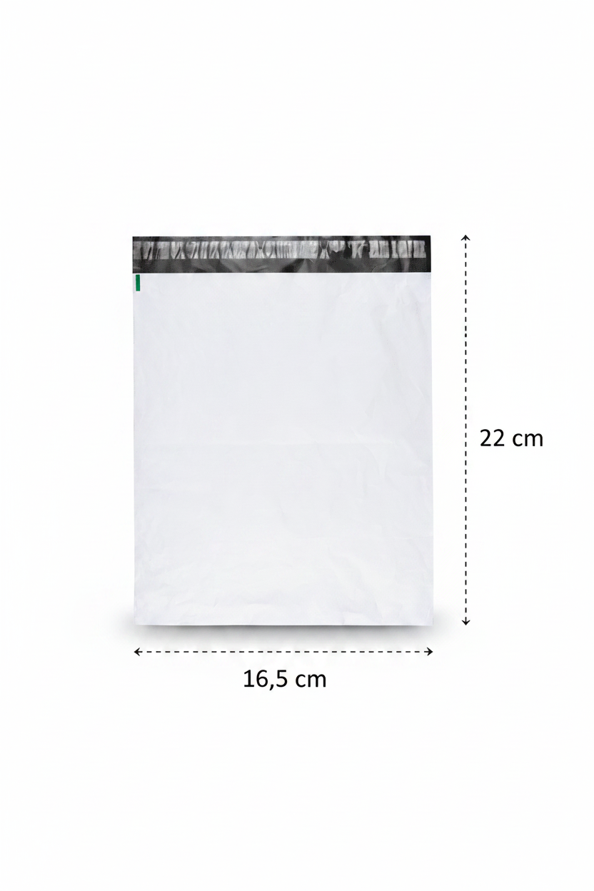 Postituspussit 8 kokoa Kierrätetty postituspussi edullinen postituspussi Realistic white LDPE mailer 16.5×22 cm with dimensions