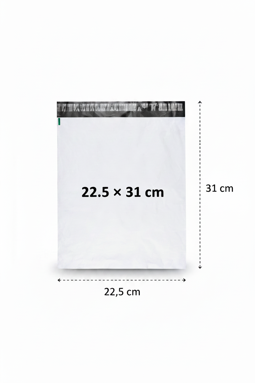 Postituspussit 8 kokoa Kierrätetty LDPE postituspussi edullinen postituspussi Realistic white LDPE mailer S 22.5×31 cm with dimensions