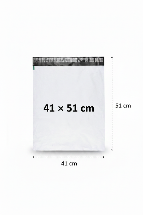 Postituspussit 8 kokoa Kierrätetty LDPE postituspussi  edullinen postituspussi Realistic white LDPE mailer XL 41×51 cm with dimensions